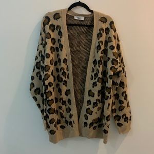Leopard Print Open Sweater Cardigan